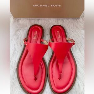 Michael Kors Bold Red Women's Daniella Flat Thong Sandals
